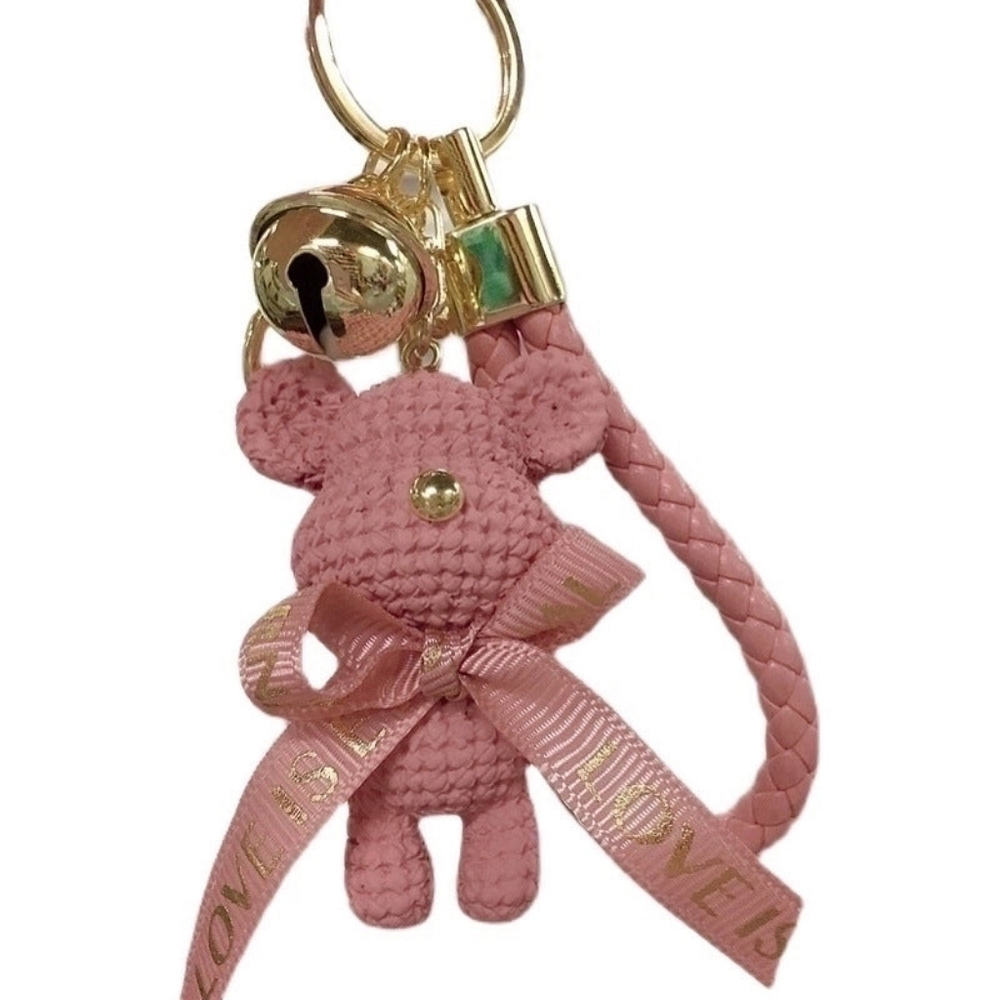 4pc Teddy Bear Resin Metal Unisex Bag Pendant Keychain Charm